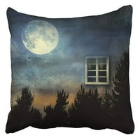 Šareno šumsko umjetničko nadrealno zamislite Predstavljajući prozor u prirodu noću pokrov jastučnice Mjeseca