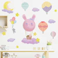 Zidni naljepnice za zrak Zidne naljepnice oblačno Moon Rabbitni zidni dekor DIY vinil Mural Art za djecu Dječji vrtić za spavaću sobu
