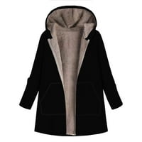 Puntoco Plus Veličina Vrhunska klirenca Ženska dugmeta dugih rukava džep sa kapuljačom Zip Jacket Top Bluza Crna 4