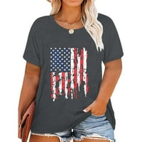 Ženski vrhovi Ležerne tanke fit košulje Američka zastava Grafički tee kratki rukav posadni vrat pulover na vrhu