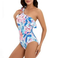 Clearsance kupaći kostim za žene Tummy Control One Monokini jedno rame RoMper Rucrefle Havajski cvijet