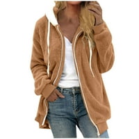 Plus size Dvostrane jakne od runa žene pune zip dugih rukava dukserice, čvrsti udobni zimski ležerni kaput