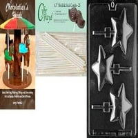 Cybrtrayd 'zaobljena zvijezda lolly' Razni kalup za čokolade sa lizačkim palicama i čokoladnim vodičem