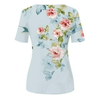 Ženski proljetni-ljetni casual s kratkim rukavima tunic vrhovi ruffle gumba labava bluza majice chmora