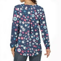 Žene Ležerne prilike dugih rukava Lose V izrez cvjetni pulover vrhovi duksevi tiskanje baljnih majica