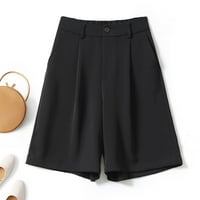 Ženske kratke hlače Ljetni tanki visoki struk Slim ravno 5 točaka široke nogalne hlače ženske casual pantalone crne s