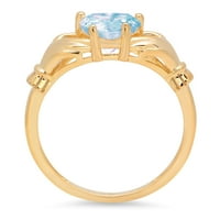 1.06ct srce rez plavi simulirani dijamant 14k žuto zlato graviranje godišnjice Angažovanje vjenčanog pasijansa obloge veličine prstena 7,25