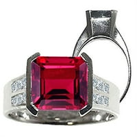 Tommaso dizajn Ormark Cut 9x stvoreni rubinski prsten u kt bijeloj zlatu veličine 5. Ženska odrasla osoba