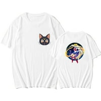 Taicanon Mornar Moon Majica Anime Graphic Dvostrani ispis Cosplay kostim kratkih rukava za bluze kratkih