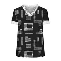 Aloohaidyvio dame vrpce odozgo ispod 10 dolara, modni ženski Ljetni V-izrez čipke patchwork kratkih rukava casual top bluza