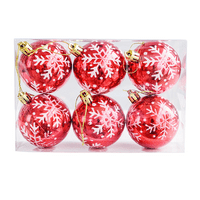 Božićne pahuljice plastični viseći kuglični privjesak Snowflake Ball za božićni dekor - crvena