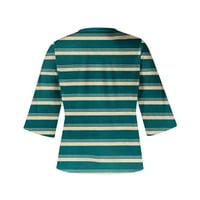 Meichang Women vrhovi Trendi Stripe Print T-majice Dressy V Crt Blosues Casual rukave majice za posao