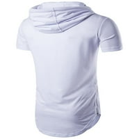 ELELUNY MAN majica s kapuljačom s kratkim rukavima Tunički sportovi Casual Solid Tops Tee Bluze White