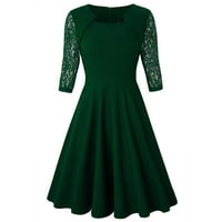 Ljetne haljine za žene Ženski kvadratni vrat kratki rukav čipka za šivanje haljina Ležerne haljina haljina za putovanja na zeleno xl