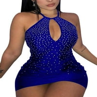 WtPretty ženska seksi halter vruće bušenje klupske zabave Bodycon mini haljina