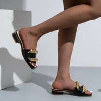 Dyfzdhu Summer Modne modne guste potpetice Ležerne prilike za metalne lančane papuče na otvorenom kvadratni