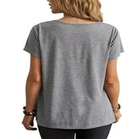 Glonme majica za žene obične ljetne vrhove kratki rukav majica za odmor udobnost tunika bluza boemska pulover za vrat Grey M