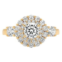 1. CT sjajan okrugli rez originalni kultivirani dijamant VS1-VS G-H 18K Yellow Gold Halo Obećaj Izjava o venčanju Angažovanje dizajnerskog prstena veličine 8