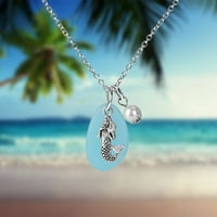 Keusen Blue WIND morska staklena ogrlica žičana plaža Ogrlica biserna nakit