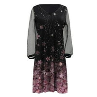 Haljina tinejdžerska haljina ženske čipke haljine s dugim rukavima od tiskane mrežice za rezanje modne