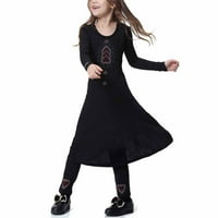 Penskaiy muslimanska haljina srednje djevojke s dugim rukavima V izrez Colorblock haljina Uskrsne haljine za djevojčice za mališane 10- godina crna ljetna ponuda