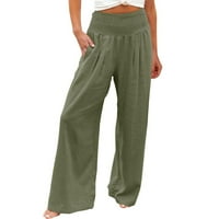 Clearance YoHome Široke pantalone za noge za žene visokog struka rastezljivog palazza casual coffy plaže pantalone vojske zelene xl
