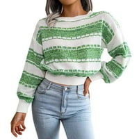 Pedort Ženski prevelizirani džemper jesen dugi rukav dugi rukavi pleteni ležerni pulover džempere zeleni, l
