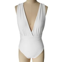 Kupaći kostimi za žene kupaći kostimi One Multiway V bikini duboko kupaći kostimi Žene gurasti podstavljene kravate samo kupaće kostimi, bijeli XL