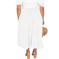Capreze Women Flowy Maxi suknje Loose Plain Casual Suknja Daolywer Holiday Party Long Suknje za žene Bijele XL