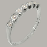 British napravio 10k bijeli zlatni kultivirani biserni ženski prsten - veličine opcija - veličine 4,5