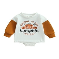 Dječji dječaci Djevojke Halloween Romper Dugih rukava Pumpkin Pismo Ispis BodySuit Novorođena odjeća