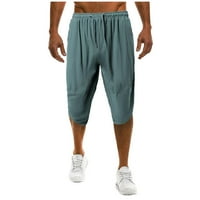 Ljetno čišćenje muške hlače za letnje ljetne novih muških pune boje labave pamučne konopljene hlače hlače Capris dukseri zeleni xxxxl