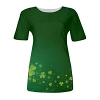 LeylayRay vrhovi za žene Ženske casual moda St. Patrick's Day Print uzorak majica kratkih rukava tamnozelena m