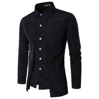 Modni brendovi muškarci majice casual dugi rukav čvrsti pulover Novi dolasci mock izrez opuštena fit košulja poklon prihvatljiva crna m