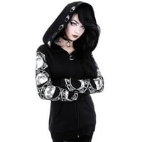 Plus size ženske gotičke punk dukseve kaputi modne halloween dugih rukava sa patentnim zatvaračem Crna