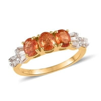Trgovina LC Orange Sapphire Bijeli circon ovalni sterling srebrni Vermeil Yellow Gold pozlaćeni kameni prsten za žene Nakit Pokloni veličine CT 1. Rođendanski pokloni
