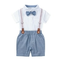 Dječak odijelo za bebe dječake pamučno ljeto gospodo odjeće kratki rukav Bowtie Romper Suspender Shorts