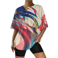 Žene T majice Labavi fit grafički prevelizirani labavi fit pamučni point kratkih rukava ljetna bluza