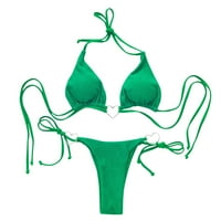 Odeerbi dva kupaće kostimu za žene Split Solid Bikini kupaći kostimi za plažu zelena
