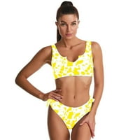 Kupaći kostimi za žene Dvije kupalište Tummy Courming Wimming skromni print bikini prsten s boyshort-om