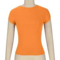 Košulje za žene Trendi ženske ljetne casual solid o vrat bez rukava na vrhu za žene casual ljetni narandžasti l