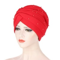 MAFYTYTPR Ljetni sunčevi šeširi za žene, žene Čvrsta perlica Indija Hat muslimanski rufffle cher het