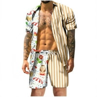 Muški ljetni modni slobodno vrijeme Havaji Seaside Holiday Beach Digital 3D Štampanje kratkih rukava kratke hlače na plaži