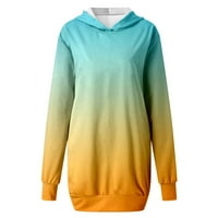 Ženska modna dukserica Dugi duksevi Gradient Casual Labavi kapuljač džepne dukseve za žene za žene MINT Green Veličina XXXL