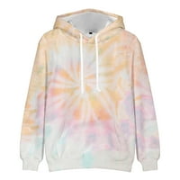 Floleo Clearence Muškarci Ležerne modne okrugle vrat Duks kravata TIE-DYE Uzorak 3D Print Pulover dugih