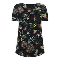 Dressy majice za žene grafičke majice za žene cvjetni print tunički vrhovi ljetne majice kratkih rukava