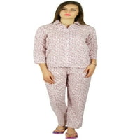 Bimba Womens Pamučna noćna habanje ispisana pidžama Postavite majicu sa punom rukavom s pidžamom