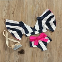 Dvo-komad kupaćih kupaćeg kupaca Liacowi, limun zvijezda Stripe baggy rukavi plivajući vrhove + High Squik kuhani kratke hlače Bikini set