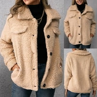 Entyinea ženska prevelika jakna topla zimski kaput dugih rukava Quulired jakna Khaki XL