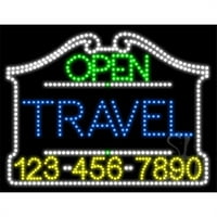 Sve Neon L100- Travel Open sa telefonskim brojem Animirani LED znak 24 '' visok 31 '' širok 1 '' dubok